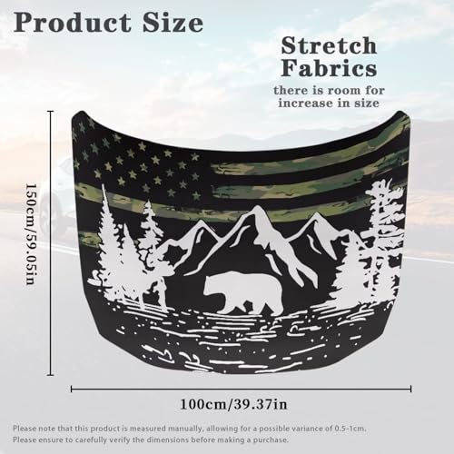 Image of Renewold Car Hood Cover Wrap Auto Hood Protector Decoration Outdoor Hood Blanket Exterior Car Accessories Elastic for Family Friend Mountain Bear Print for Spring Summer Fall Winter