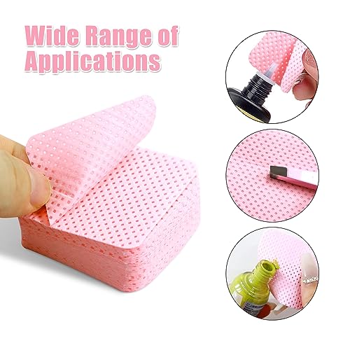 Qufiiry 300 Pcs Lint Free Wipes for Nails, Nail Wipes for Gel Polish, Nail Wipe Pads Lint Free Art UV Gel Polish Absorbent Remover Wipes, for Manicure and Clean DIY Nail Art(Pink) - Image 6