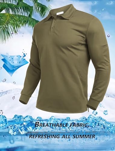 Image of Deyeek Men's Polo Shirts Long Sleeve Golf Polo Shirts for Men Quick Dry UPF 50+ Sun Protection Polos Casual Collared Shirts