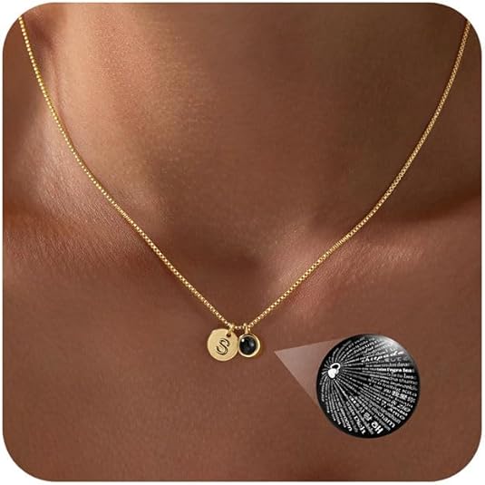 Turandoss Initial Necklaces for Women - Dainty 14K-Gold-Plated Letter A-Z I Love You in 100 Language Disc Initial Pendant Necklaces, Christmas Birthday Gifts for Women Teen Girls Girlfriend Jewelry