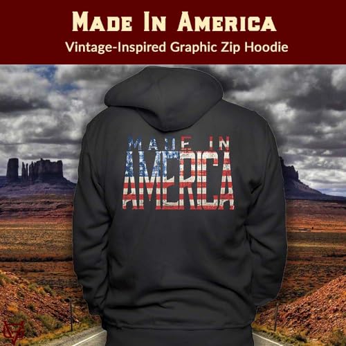 Vintage Goods Apparel Men's Graphic Zip Up Hoodie, Made in America - Patriotic American Flag Lightweight Jacket with Pockets2