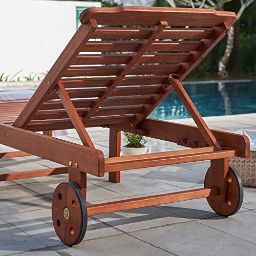 Vifah V255 5 Back Levels Outdoor Wood Single Chaise Lounge For Outdoor Relaxation #TOP6