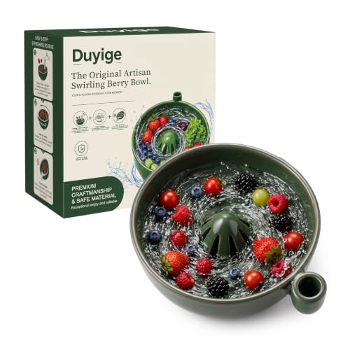 Duyige 6" Self Spinning Ceramic Berry Bowl, Dishwasher Safe | Handmade Stoneware...