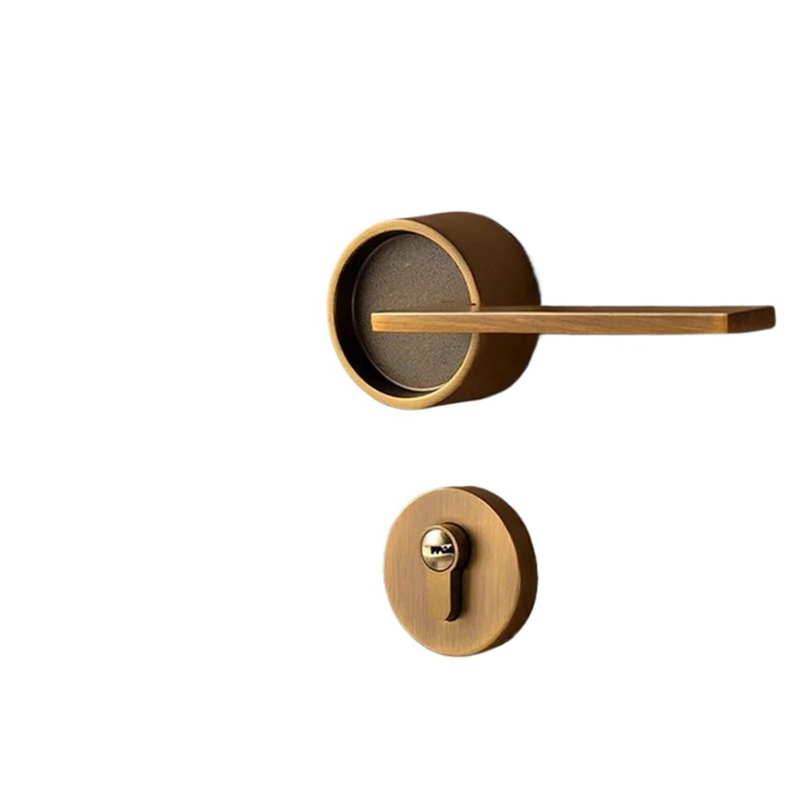 OPTEPYOE Silent Mechanical Golden Door Lock Indoor Household Gray Black(Yellow Bronze,with Key)