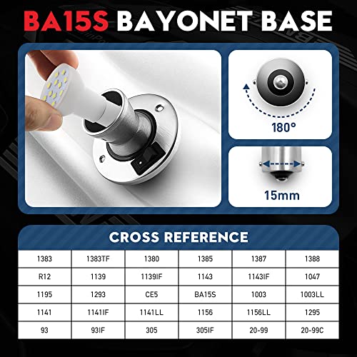 Vehicode 1383 1139 Led Bulb Rv 12V Daylight White Super Bright 1156 1141 1143 R12 Ba15S Flat Replacement For Camper Trailer Boat Marine Interior Reading Light Puck Spotlight Desk Lamp (4 Pack) #TOP3