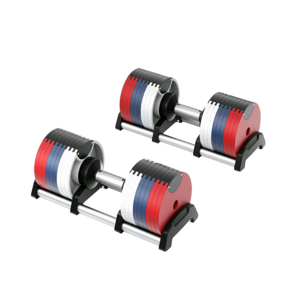 COOLBABY-Adjustable Double Dumbbell, Professional Comprehensive Training Equipment for Home Gym, Non-Slip Handle, Rust-Resistant-Red/white 2 pieces 48KG(one piece 24kg)-GL24