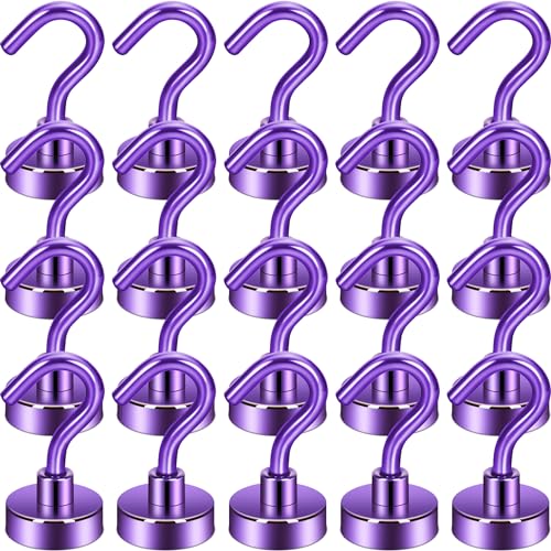 Neosmuk Magnetic Hooks, Cruise Ship Essentials, 30lb+ Heavy Duty Magnetic Hooks for Cruise Cabins, Refrigerator, Grill, Hanging, and Travel | Extra Strong Must-Haves Magnet Hook,Purple