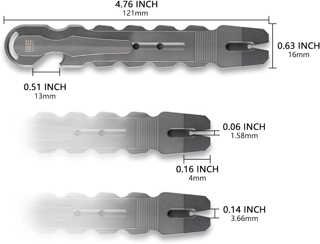 WeKnife Gesila Mini Pocket Flat Pry Bar Crowbar Multifunction EDC Titanium Tool Nail Puller Survival Opener No-Slip And Corrosion Resistant A-08B(Gray)-1 PACK