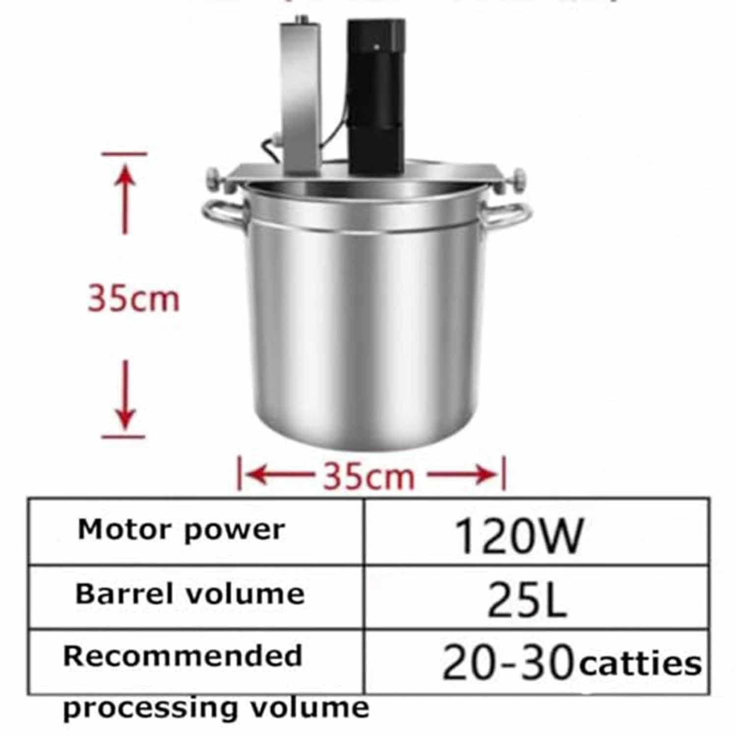 Mezclador automático de alimentos de acero inoxidable, agitador, máquina para freír para hoteles, restaurantes, fábricas de alimentos, cocina comercial, agitador de alimentos.,25L