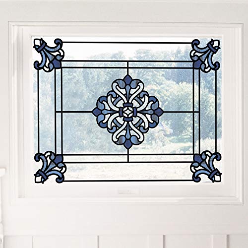 Inhome Nh2425 Medici Stained Glass Decal, Blue 15 X 9 Inches #TOP1