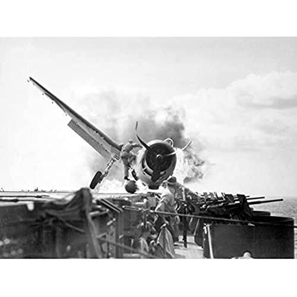 USDD WWII War Fighter F6f-3 USS Enterprise Crash 1943 Art Print Canvas Premium Wall Decor Poster Mural