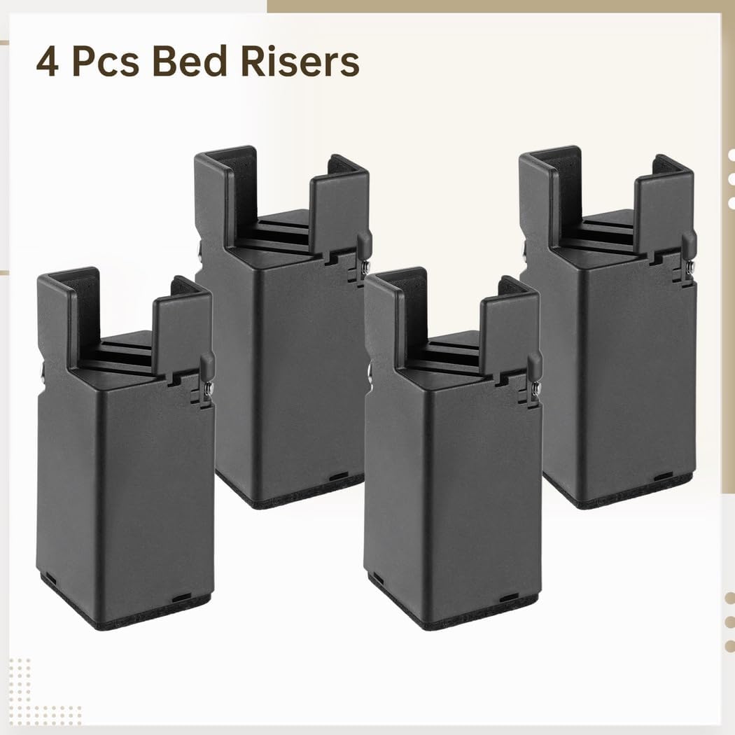 Couch Desk Table Leg Height Increasers, Adjustable Screw Clamp On Furniture Risers, Four Pieces Adjustable Bed Risers