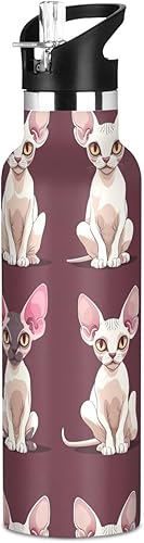Miniatura 24 de Sweet Russian Blue Cats - Botellas de agua con aislamiento al vacío de doble pared blanca con pajitas a prueba de fugas, sin BPA, a prueba de fugas,