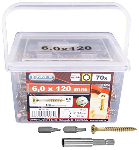 Connex Universalschrauben 6,0 x 120 mm - 70 Stück im Set -...