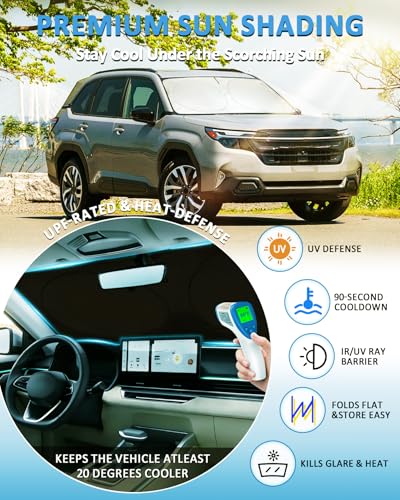 Image of Windshield Sun Shade for 2019-2025 2026 Subaru Forester Window Sunshade | Custom Fit Forester SUV Accessories Car Front Sun Visor Protector Foldable Blocks UV Rays