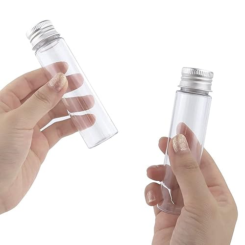 Miniatura 4 de DEPEPE 30 tubos de ensayo de plástico plano transparente de 1.7 fl oz con tapas de rosca, tubos de 1.102 x 4.252 in para almacenamiento de dulces y