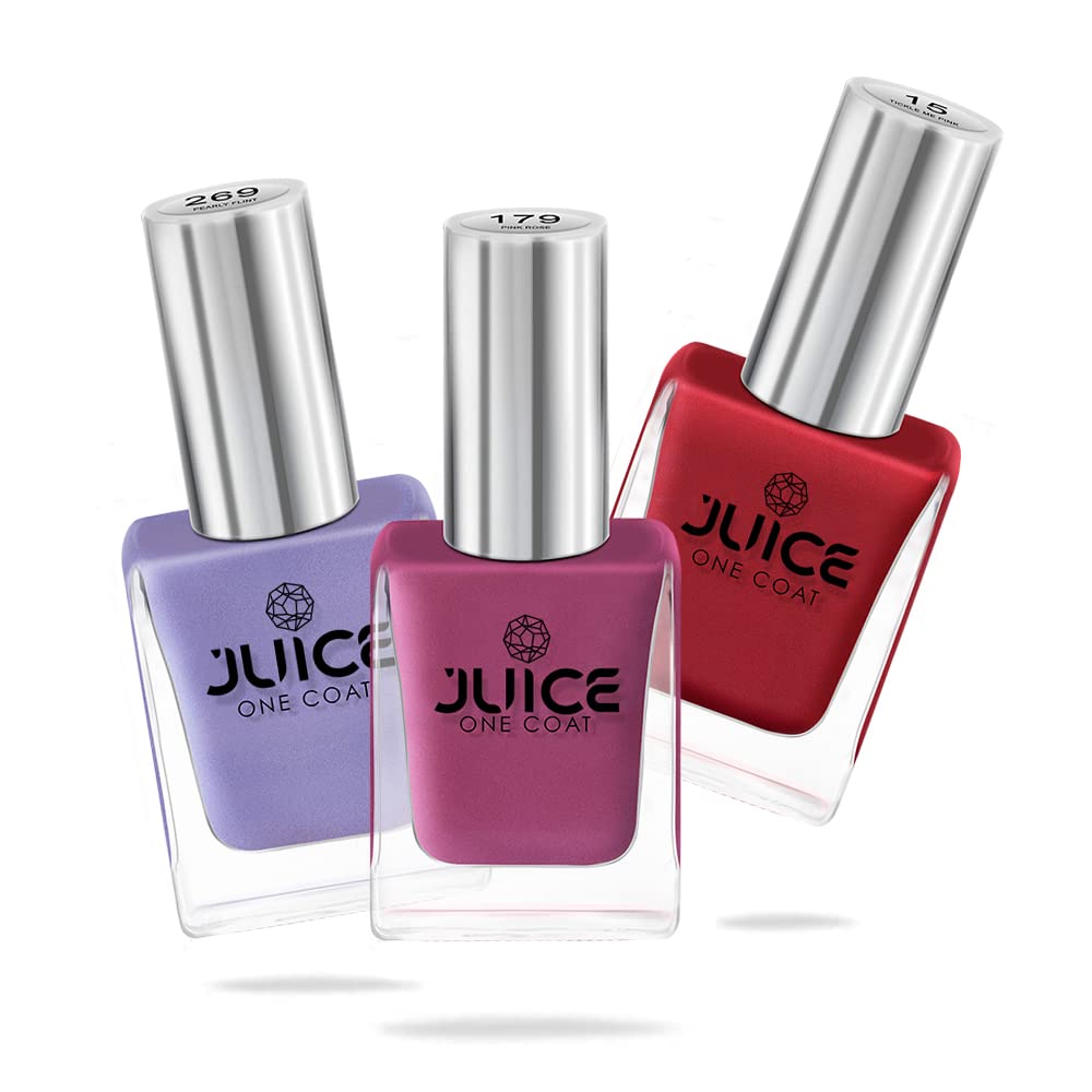 JUICE Quick-dry, Long Lasting, Chip Resistant, High Glossy Finish, F&D Approved Colors & Pigments, 3 in 1 Nail Polish Combo_1-11ml-image-35