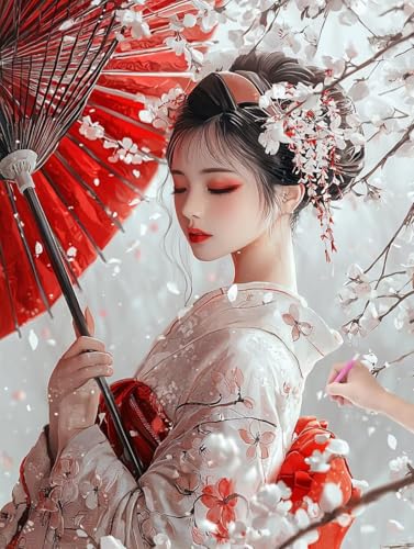 Diamond Painting Kit Complet Geisha : Le Cadeau Créatif Idéal pour Débutants
