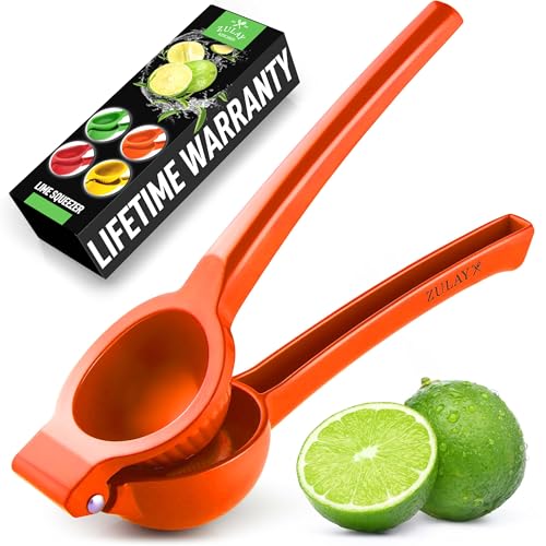 Image of Zulay Metal Lime Squeezer – Heavy-Duty Citrus Juicer for Maximum Juice Extraction – Easy Manual Press for Limes & Lemons – Durable & Ergonomic Hand Juicer - Orange