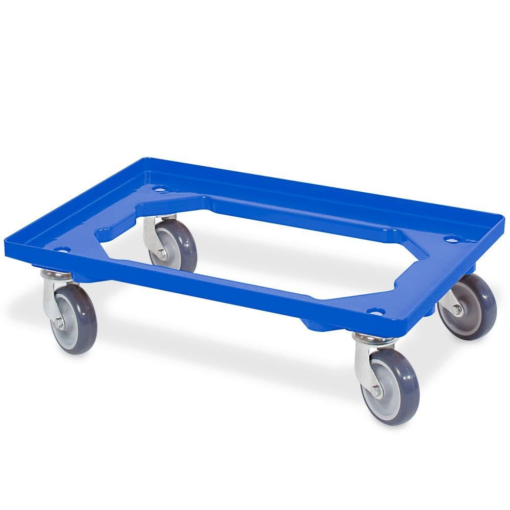 BRB Transportroller für Behälter 60x40 cm, offen, 4 Lenkrollen, 250 kg Tragkraft (blau)