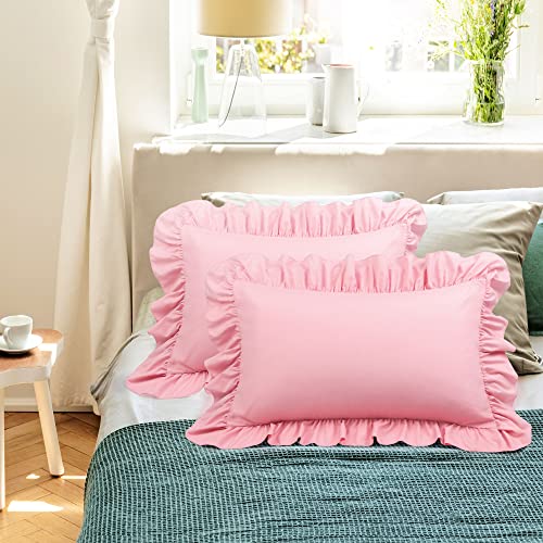 image for PiccoCasa Brushed Ruffle Pillowcases 2 Pack, Soft Breathable Pillow Co