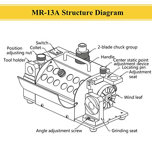 Mxbaoheng Mr-13A Drill Bits Sharpener Grinder Grinding Machine For High-Speed Steel/Carbide 2-13 Mm With Adjustable Angles From 100° To 135° (110V) #TOP1