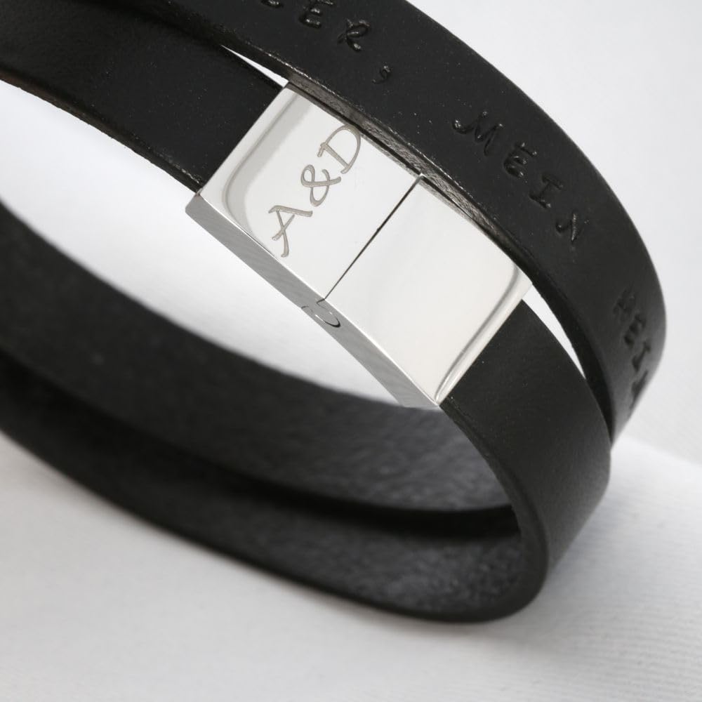Armband Herren Gravur Leder braun Mann Leder Armband Koordinaten Männer Armband Text Männer Geschenke Herrenschmuck Namen Männerschmuck | HANDMADE IN GERMANY