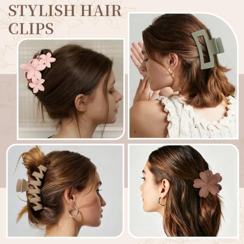 SMKSL 8 Pcs Hair Clips for Women, Stylish Flower Claw Clips for Thin Thick Curly Hair, Strong Hold & Non-Slip Claw Clips, Neutral Colors Hair Accessories, Ideal for Women Grils (Blossom & Earth) - Image 6