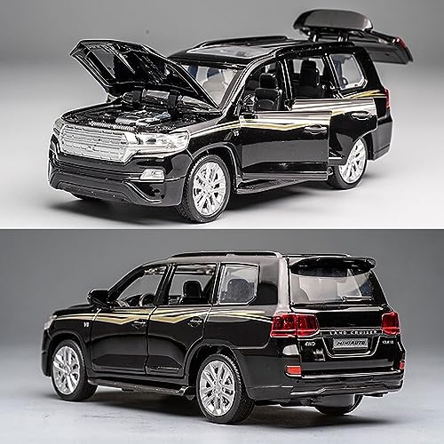 Image of 1:32 Scale Land Cruiser Toy Car for Kids Diecast Metal Model Toy Cars with Light Sound Pullback with Openable Door Car, Blue