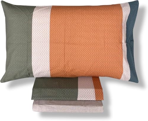 Bassetti Completo Lenzuola Matrimoniale Art. Sikar In 100% Cotone Lenzuolo Superiore, Lenzuolo Con Angoli E 2 Federe Per Cuscini (Nostalgi) - 2