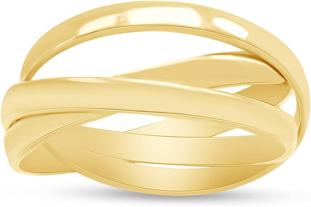 AFFY Triple Interlocked Crossover Statement Ring In 14k Gold Plated 925 Sterling Silver Gift For Her