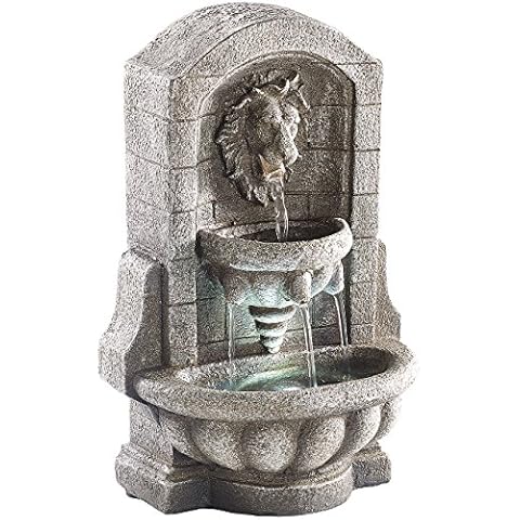 infactory Wasserbrunnen: Beleuchteter Zimmerbrunnen Löwenkopf Cover
