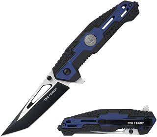 Tac-Force Pocket Folding Knife, 8.5" Overall Length, 3.5" Two-Tone Drop Point Blade, Black Nylon Handle with Glass Breaker, EDC