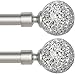 Turquoize Window Treatment Single Curtain Rods Set with Sparkling Mosaic Ball Design Finish, 48 to 84 inch, 3/4 - Inch Diameter, Arts and Craft Style (Nickel, 2 Pack)