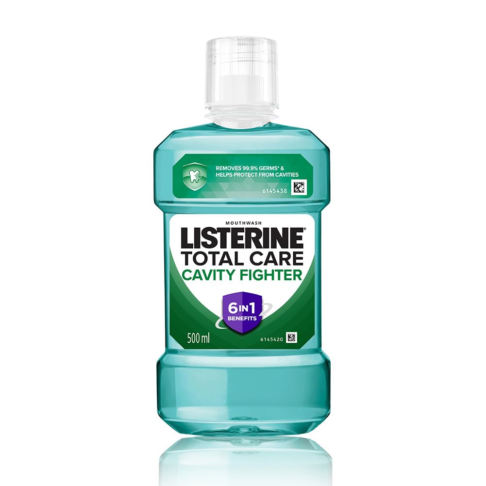 Listerine Cavity Fighter Mouthwash Liquid, Removes 99.9% Germs, prevents cavities, 500ml (Pack of 1)