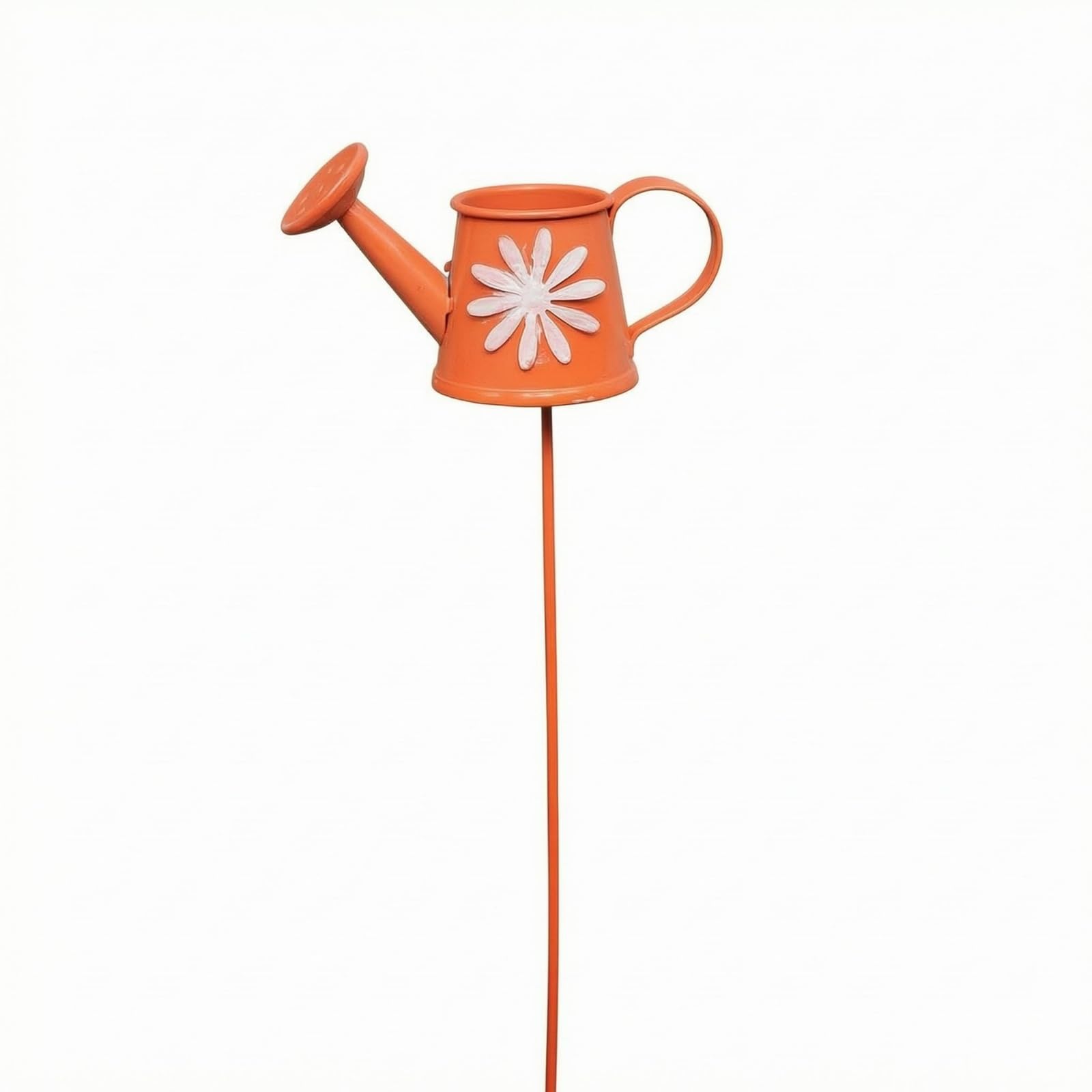 MYADDICTION Miniature Iron Watering Can Stake Curved Handle Mini Watering Can Decor Short Spout Flower Pattern Garden Stake Compact Size for Tabletop Micro-Landscape, Potted Plant, Orange-image-30