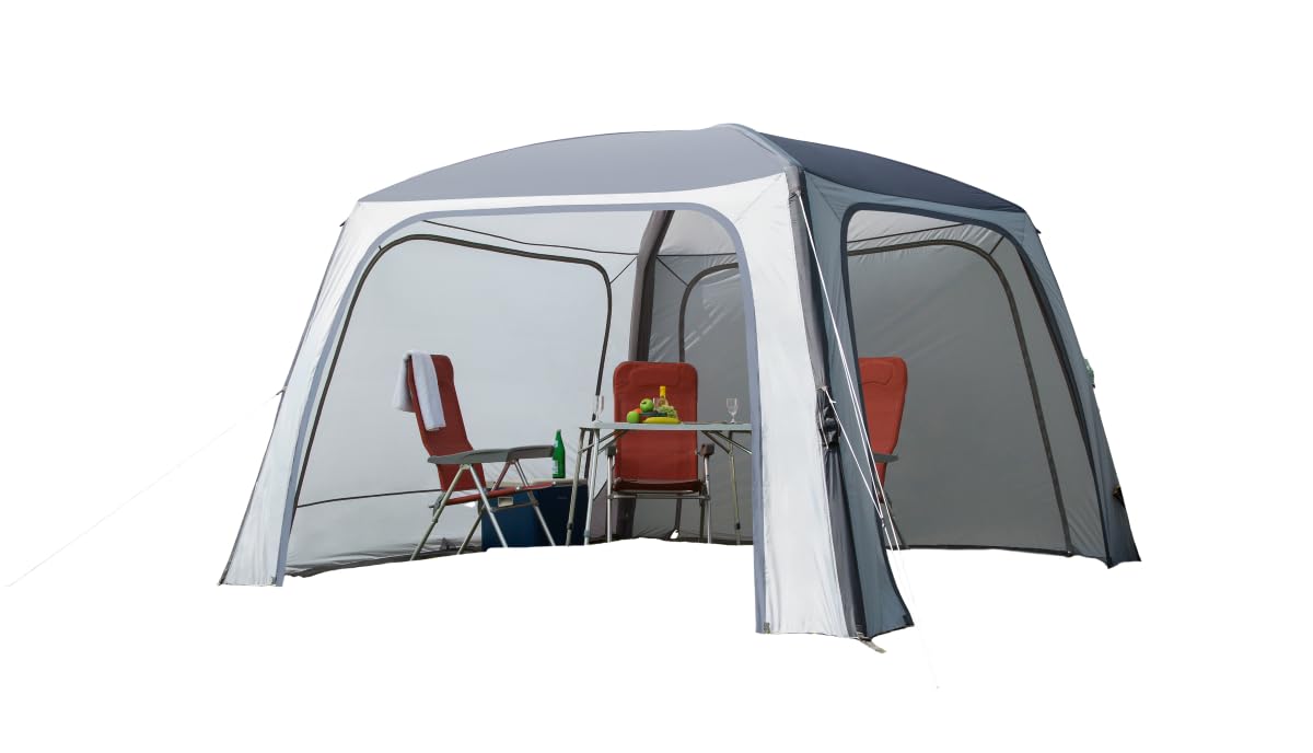 DWT Camping-Pavillon Relax Air, aufblasbar mit Seitenwänden, 350 x 350 x 225 cm, inkl. Pumpe und Abspannmaterial, Kurzreisen
