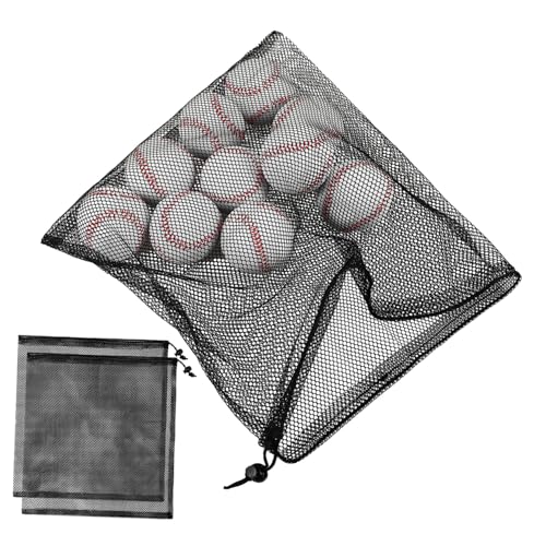 Levemolo 3pcs Drawstring Mesh Bag Balls Drawstring Bag Canvas Mesh Bags for Travel Pool Skimmer Basket Mesh Bags Drawstring Basketball Drawstring Bag Tennis Bag Mesh Pouches Black Polyester