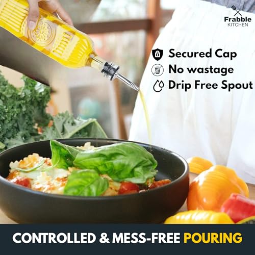 Image of Food Grade Plastic Oil Dispenser 900ml with Steel Pourer & Lid (1 Pack) - Cooking Oil Dispenser for Kitchen - Oil Bottle for Kitchen Storage for Refined Oil,Vinegar,Sauce,Honey