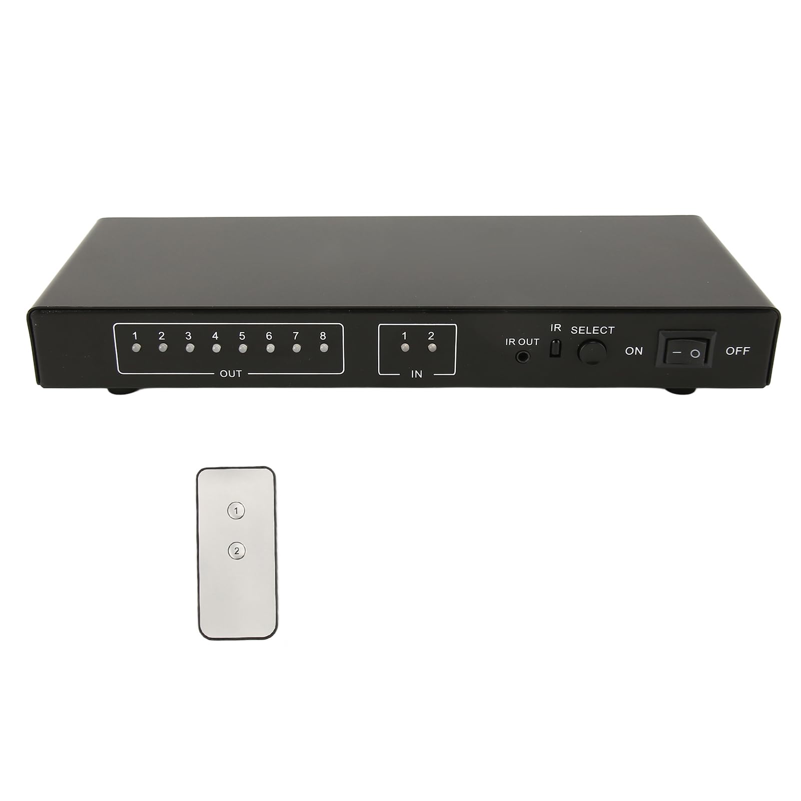 VBESTLIFE Switcher HDMI 2x8, Splitter HDMI 2 Ingressi 8 Uscite 4K 60Hz con Telecomando per HDTV, PC, Proiettore, Lettori Dvd, Ricevitori AV, STB (Spina Europea)