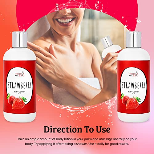 Scented Body Lotion For Women, Deep Moisturizing Hand Cream, Firming Body Butter For Dry Skin, Womens Luxury Stocking Stuffers And Fragrance Gifts That Smell Good, 10Oz (Strawberry) #TOP6