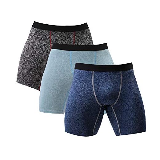 Bmeigo Sportshorts för män underkläder klassiska boxershorts andningsbara stretch långa ben kalsonger set med 3