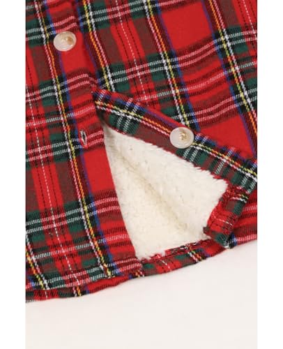 Image of ZENTHACE Boys Sherpa Fleece Lined Flannel Plaid Button Down Shirt Jacket,Hooded Flannel Shirt with Hand Pockets