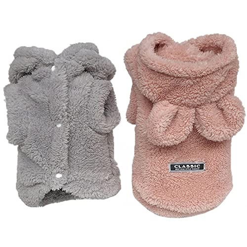 Flutnel Plush Dog Hoodie Grey Pet Clothes for Dog Pajamas Coat Sweaters Puppy with Hat Dog Small Medium Dog