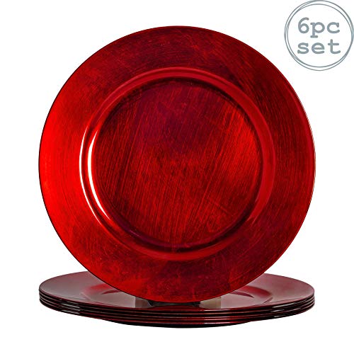 Argon Tableware Platos de Sitio Rojos - 330mm - 6 Unidades