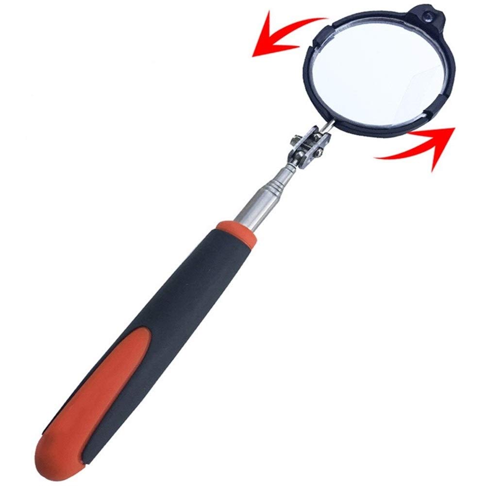 ACiyD Espejo telescópico Giratorio, 1 Uds., reparación Ajustable, chasis de vehículo, Espejo de inspección telescópico con luz Led, 55Mm, Flexible y Compacto