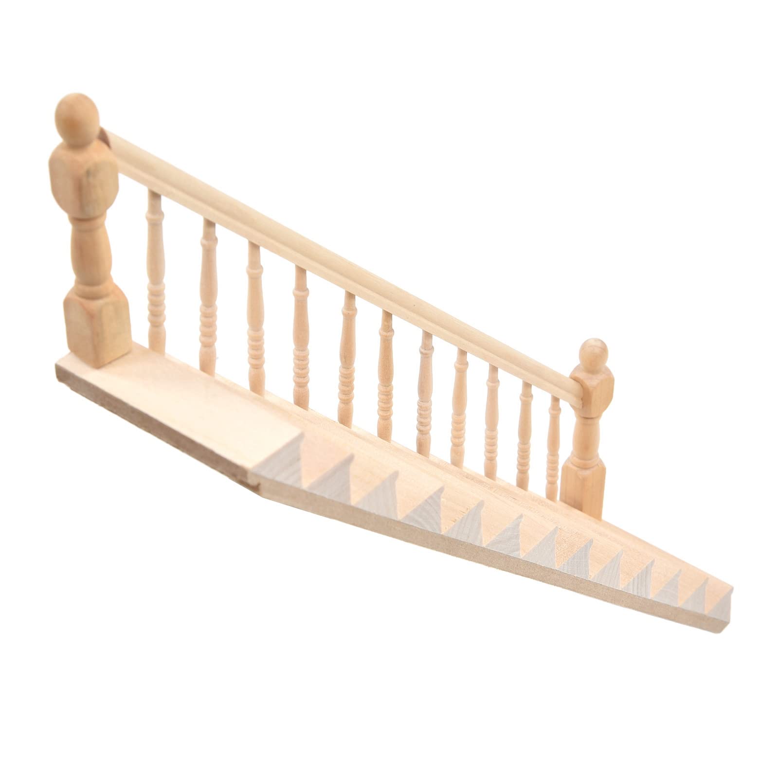 Cocoarm Scala in Miniatura per Casa delle Bambole in Betulla, Scala 1/12, 32,5 X 6,7 Cm, Angoli Arrotondati Lucidi, Design Non Verniciato, per Esposizione di Oggetti di Artigianato per Case delle