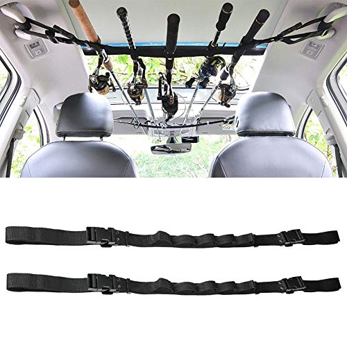 Yangxue Soporte para caña de pescar de coche, correa de cinturón con tirantes de corbata, 5 carreteras, abrazadera de metal, soporte para caña de pescar para SUV, vagones y furgonetas Cover