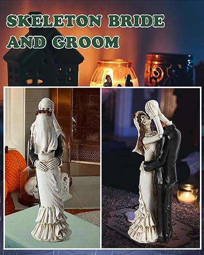 Istatue MEXICAN GOTHIC Skeleton Bride And Groom Figurines - 12’’ Resin Collectible Dancing Skulls Statue For Day Of The Dead, Halloween Wedding Gift, Mexican Gothic thumb #1