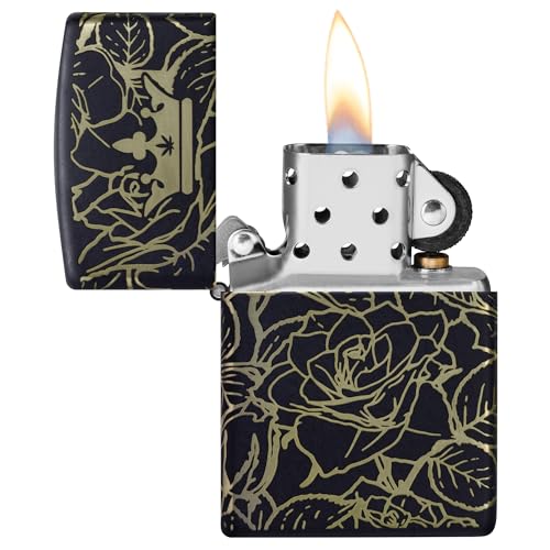 Encendedor Zippo Queen of Bud diseño rosas negro mate miniatura 3